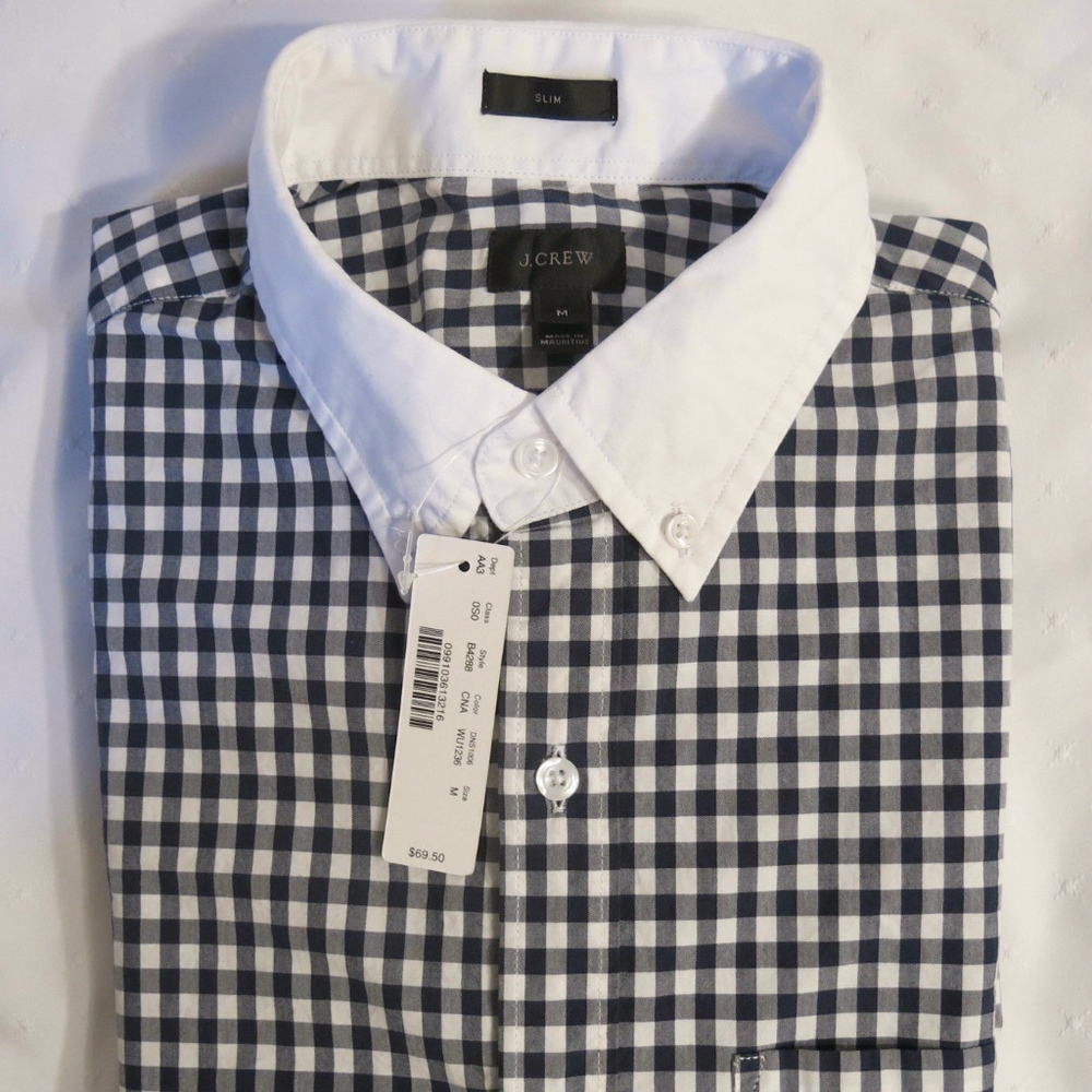 J.Crew Men's Slim Shirt Navy Gingham XS S M L XL